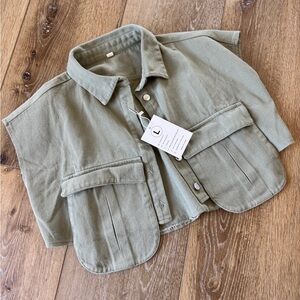 Olive Green Cropped Vest